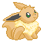 A gif of Eevee from Pokemon blinking and moving its ears