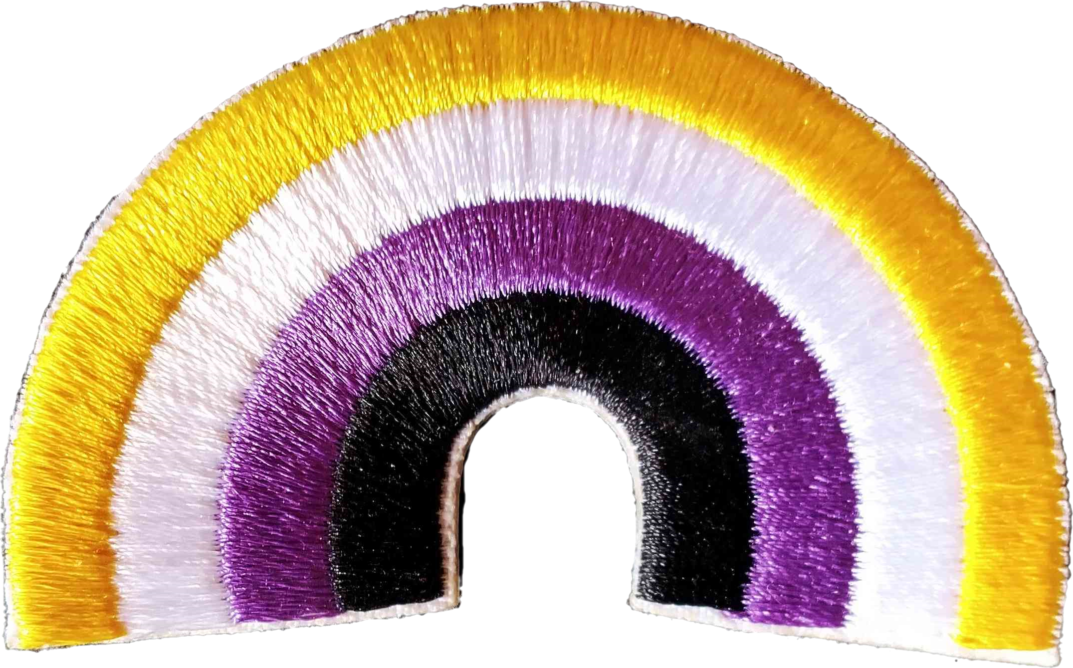 A patch of a rainbow in the non-binary colours