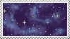 A stamp of a glittering night sky